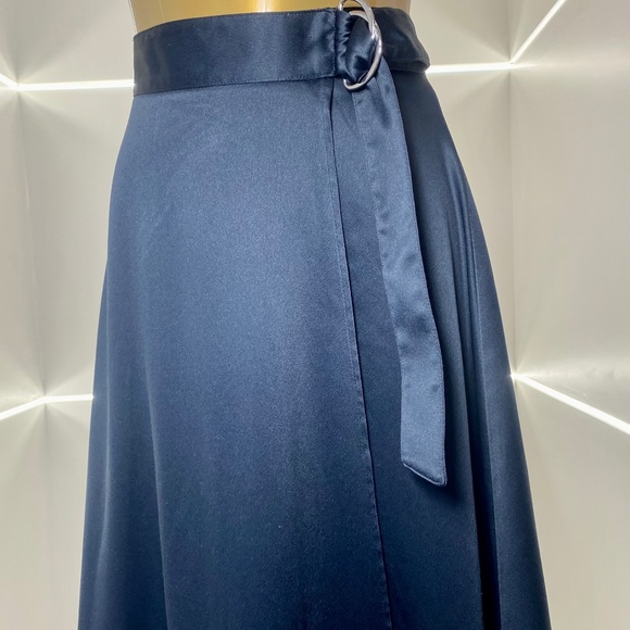 H&M WRAP DARK BLUE/GRAY SKIRT WITH SIDE BUCKLE SIZE 8 - Picture 2 of 6